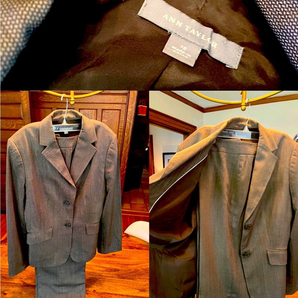 Ann Taylor 2-piece tan/brown business suit.